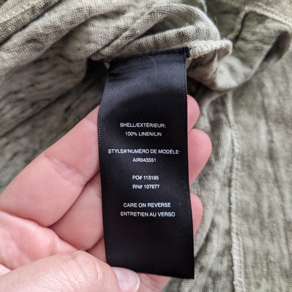 alice + olivia AIR Sage Green 100% Linen Essential Split Back Long Sleeve Medium - Picture 6 of 7